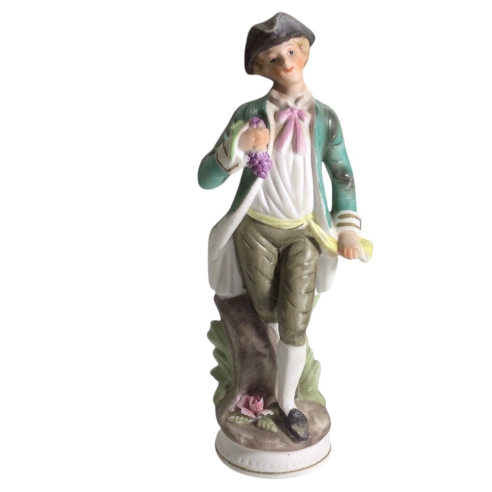 Vintage Norleans Porcelain Victorian Gentleman Figurine Holding Grapes 7.5” Hand